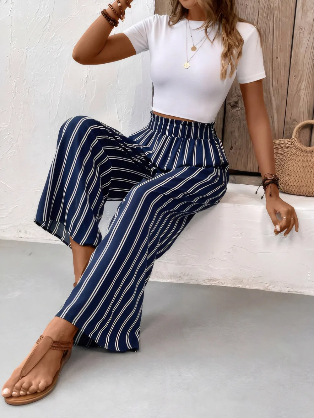 Striped Wide Leg Pants