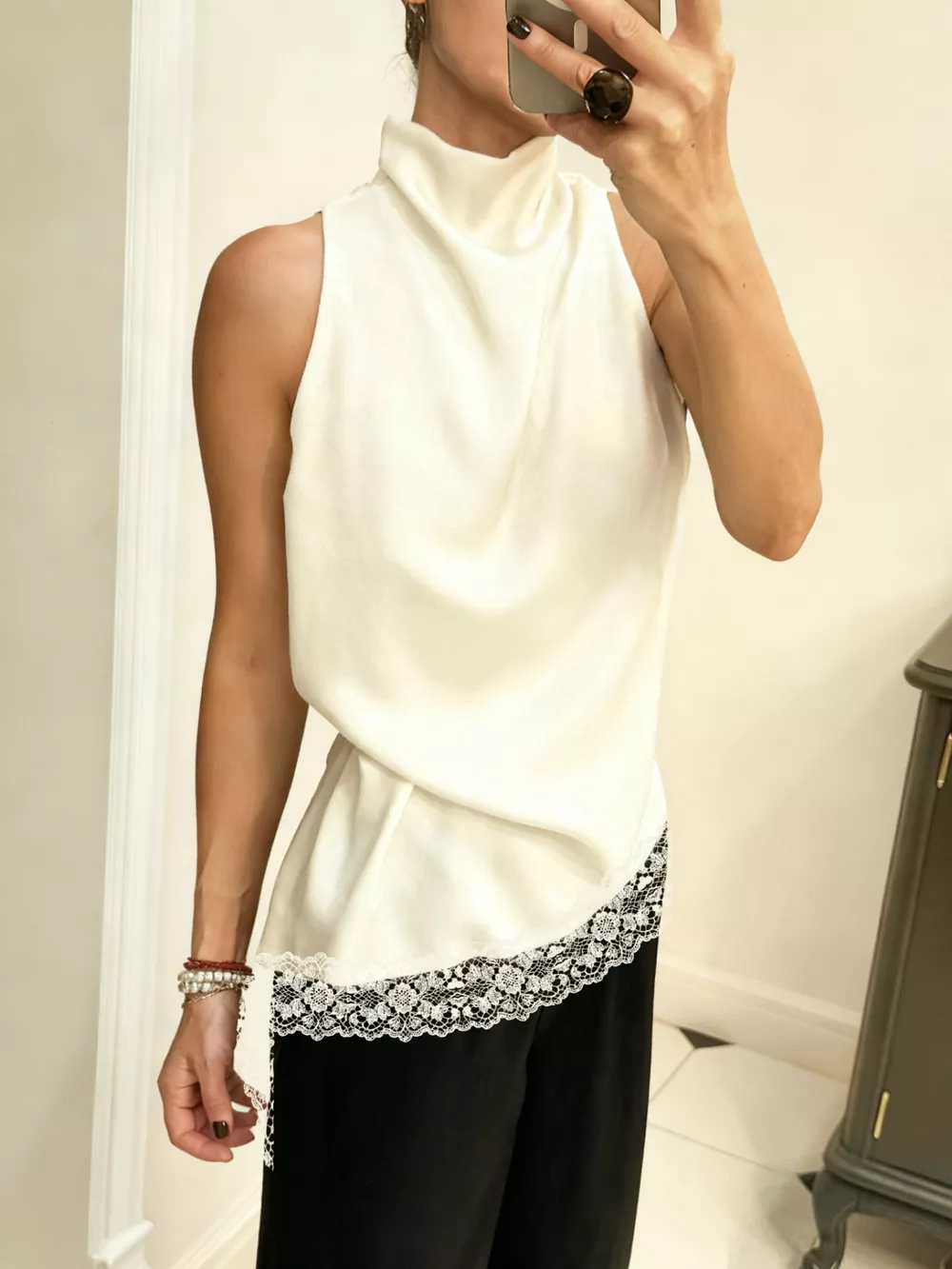 High Neck Lace Trim Cami, image 12