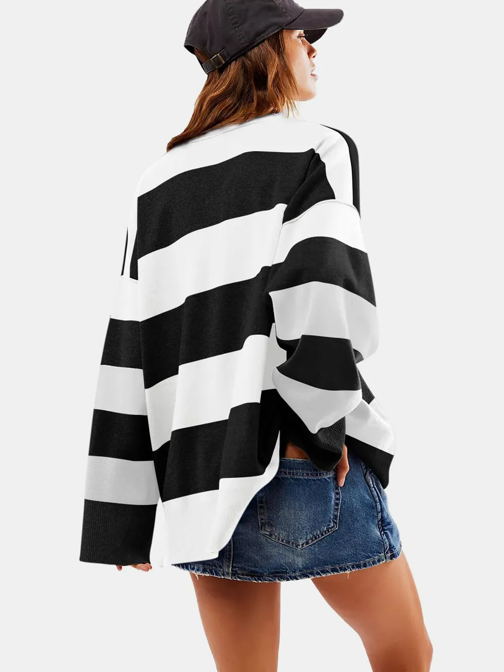 Color Block Half Zip Long Sleeve Sweater, image 7