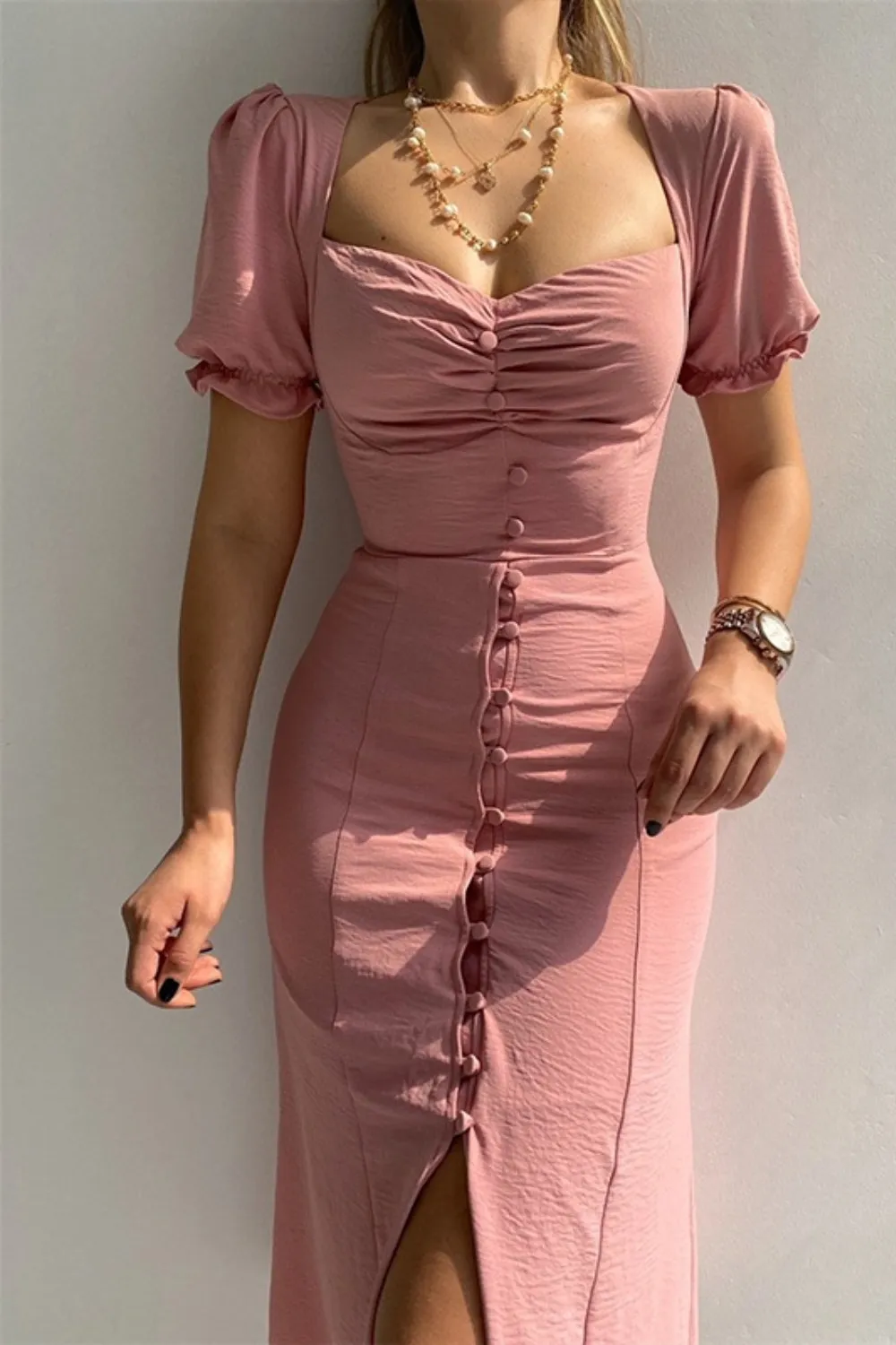 Sweetheart Neck Short Sleeve Dress, image 14