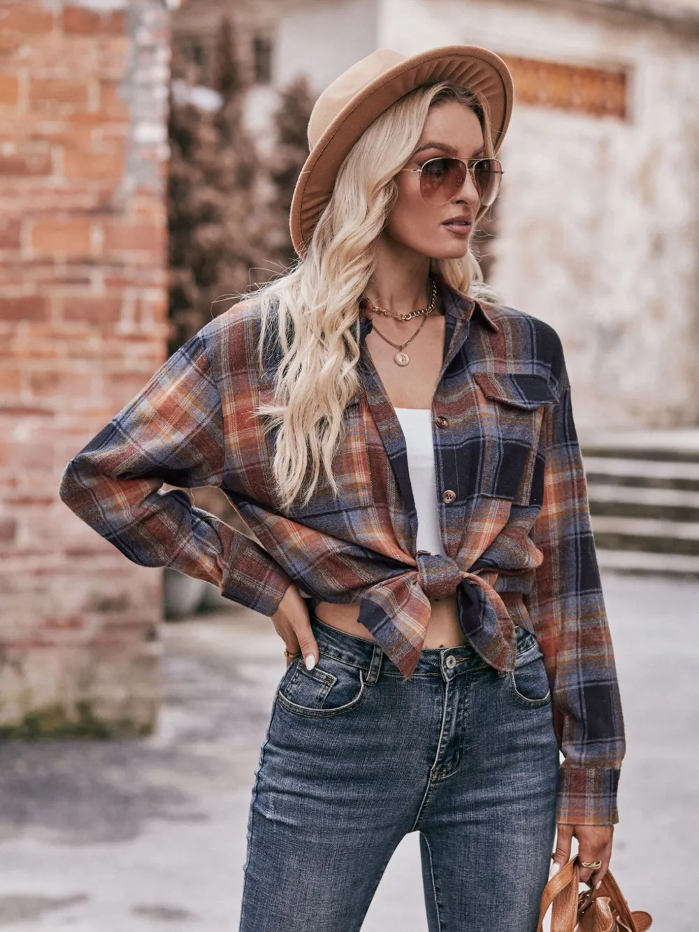 Plaid Button-Down Long Sleeve Shirt, image 25