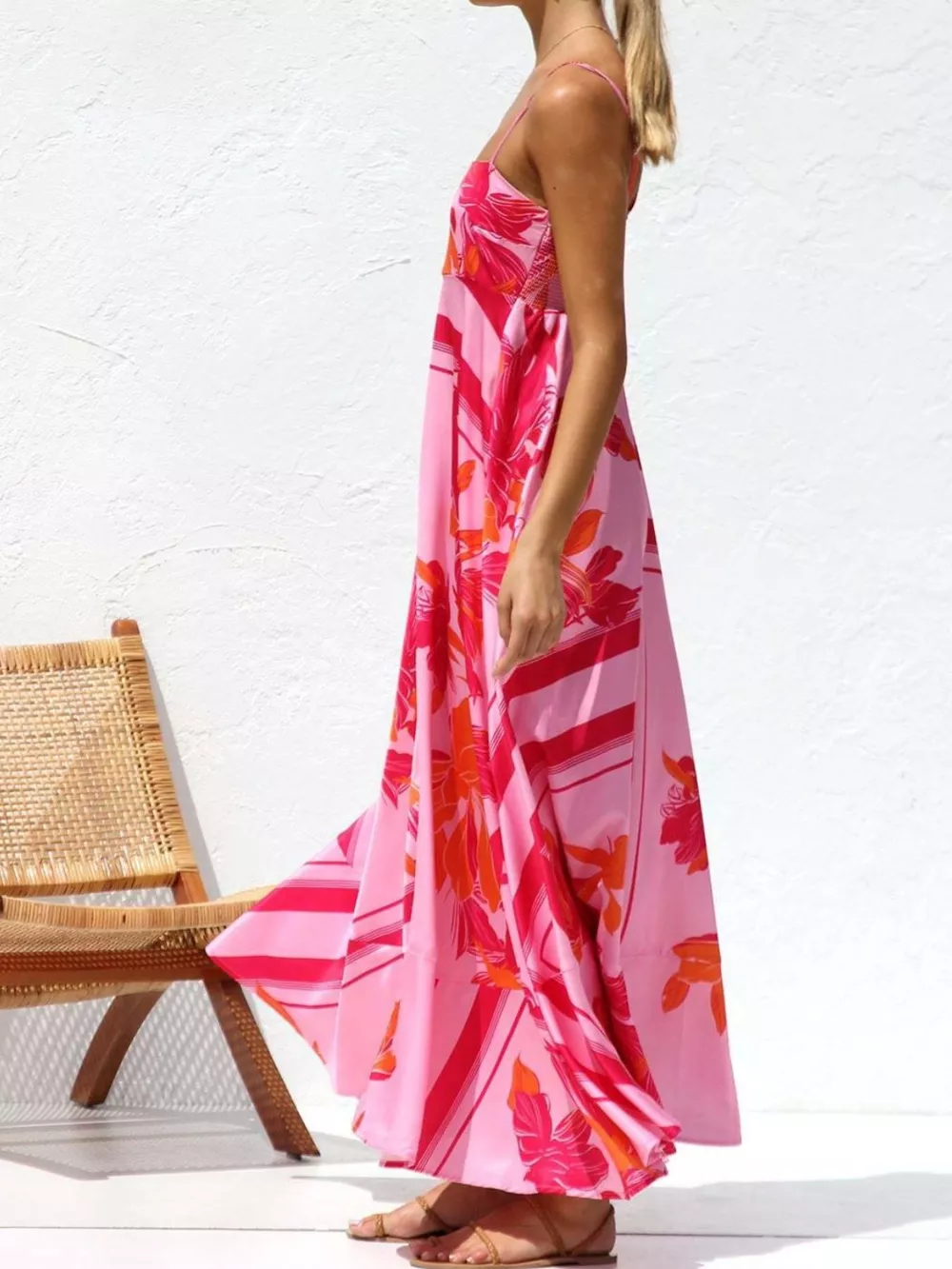Printed Spaghetti Strap Maxi Dress, image 7