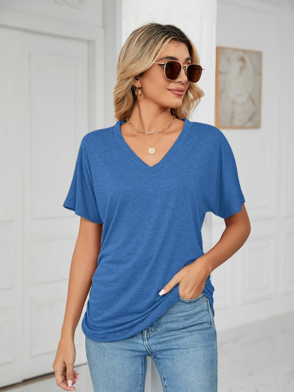 V-Neck Short Sleeve T-Shirt, image 15