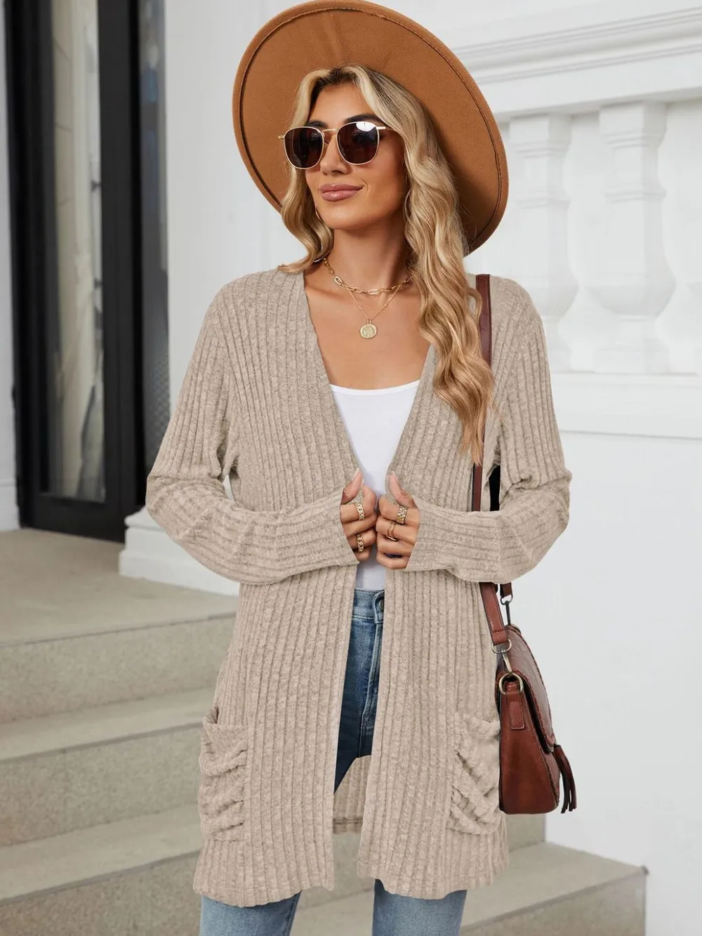 Pocketed Open Front Long Sleeve Cardigan, image 15
