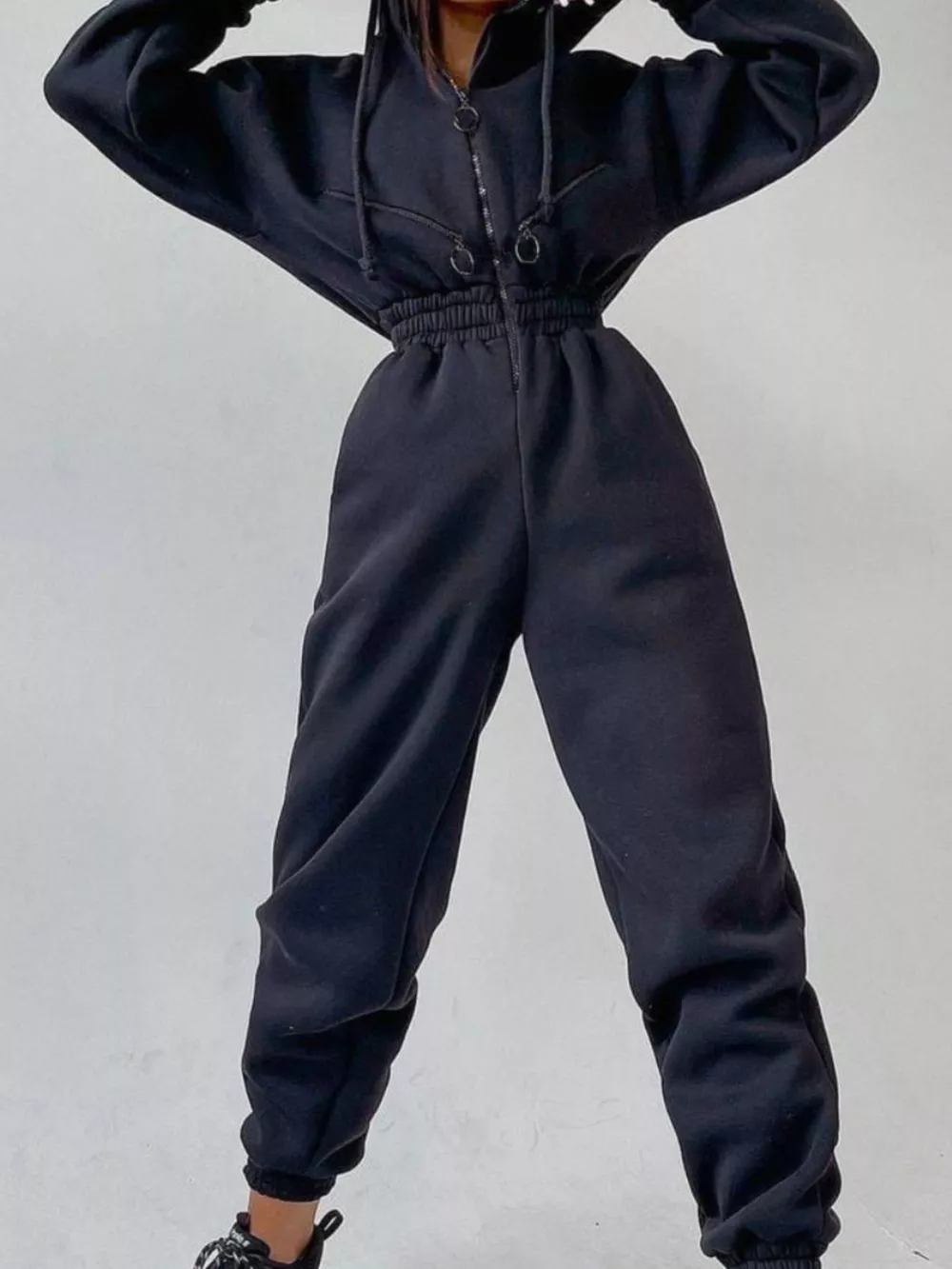Zip Front Dropped Shoulder Jumpsuit, image 4