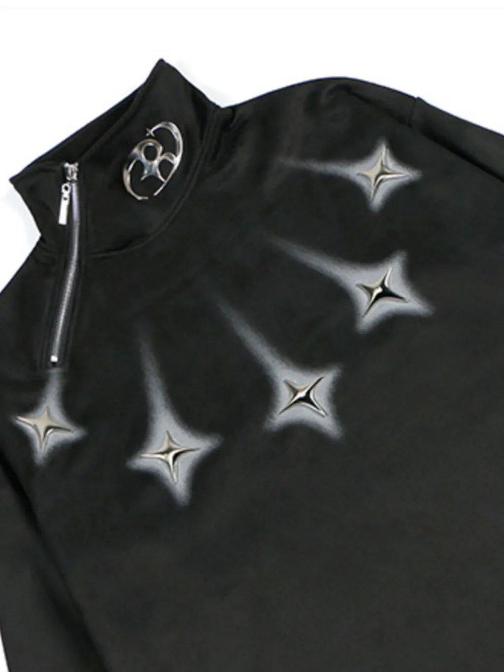 Men's Oversized Zipper Detail Turtleneck Sweatshirt, image 7