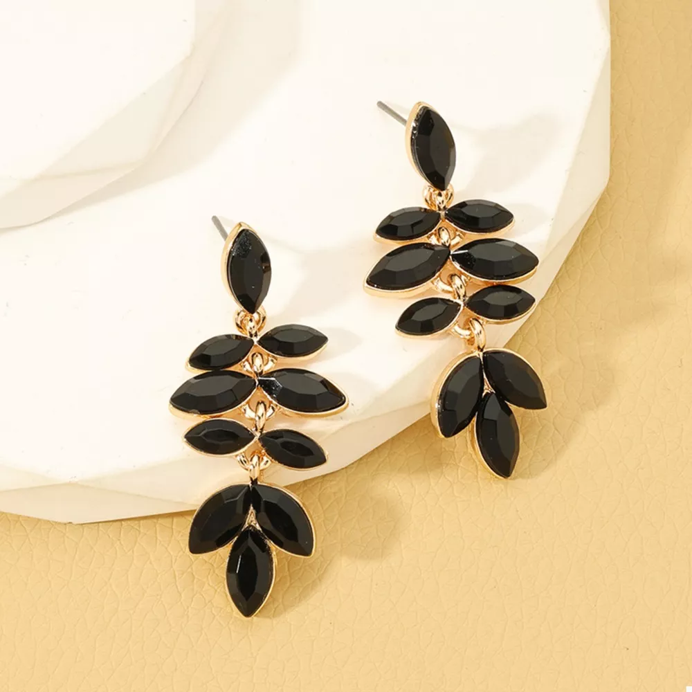 18K Gold-Plated Alloy Resin Leaf Drop Earrings, image 3