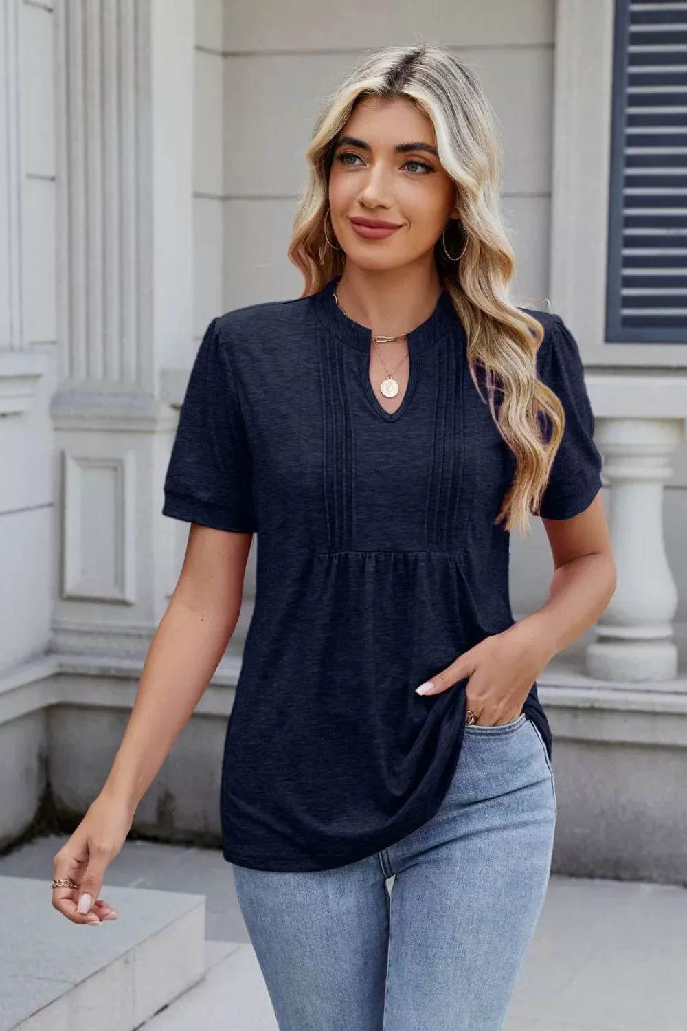 Notched Short Sleeve Top, image 10