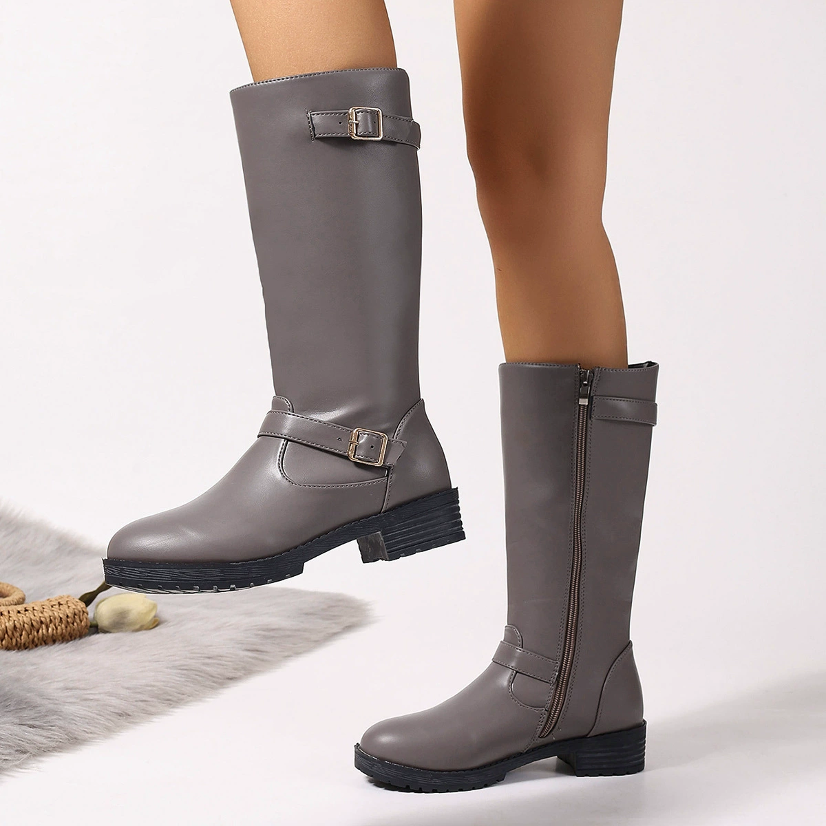Round Toe Block Heels Boots, image 5