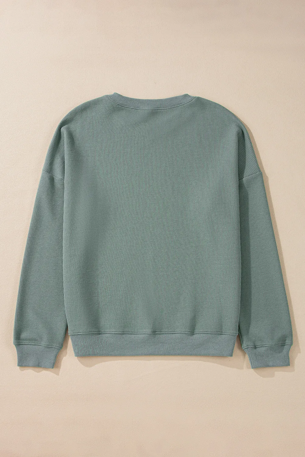 Waffle-Knit Long Sleeve Dropped Shoulder Top, image 8