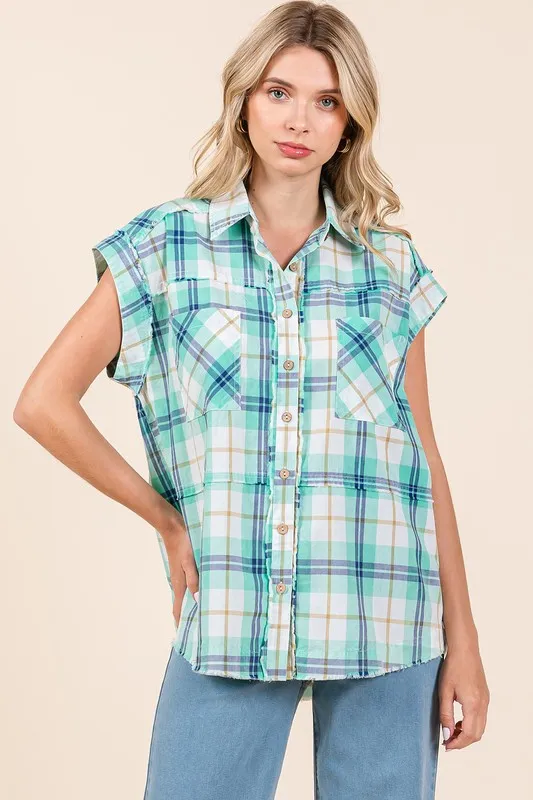 Mineral Wash Plaid Button Down Shirt