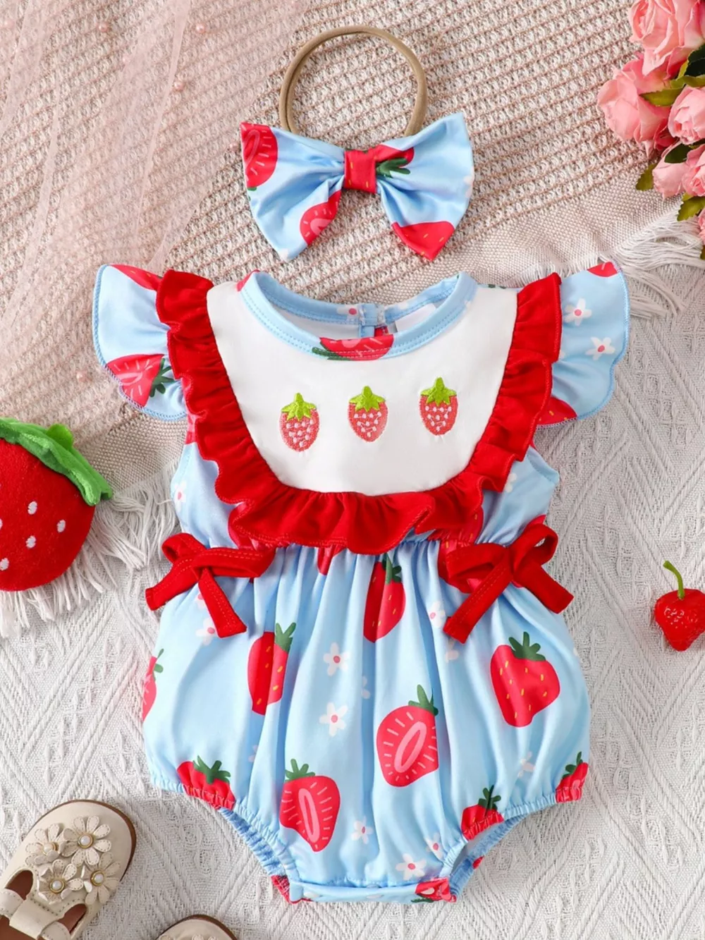 Children's Printed Ruffle Trim One-Piece with Headband, image 15