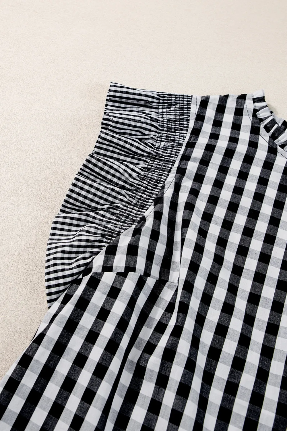 Ruffled Plaid Mock Neck Cap Sleeve Blouse, image 10