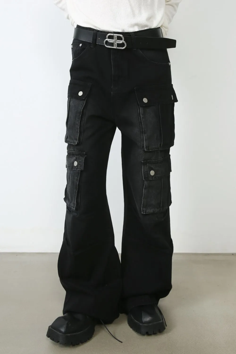 Men's Wide Leg Jeans with Cargo Pockets, image 3