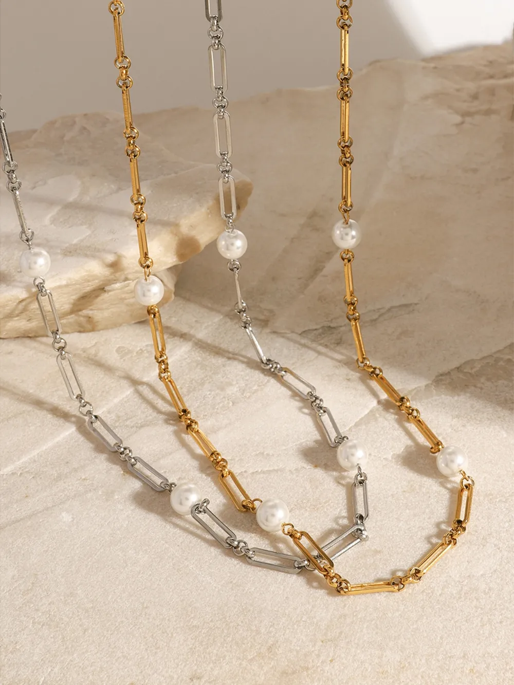 Stainless Steel Pearl Chain Necklace, image 13