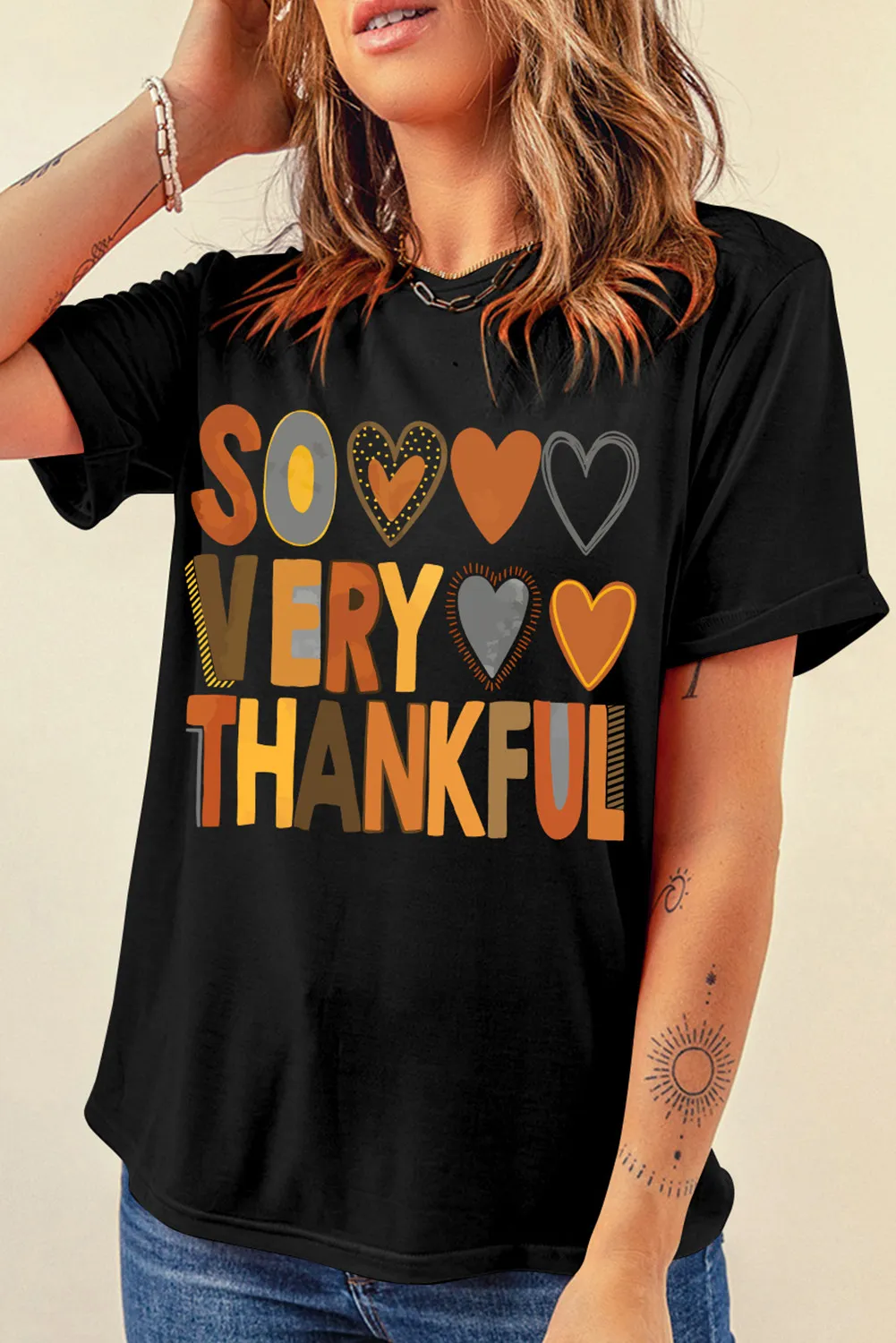 Letter Graphic Round Neck Short Sleeve T-Shirt, image 4