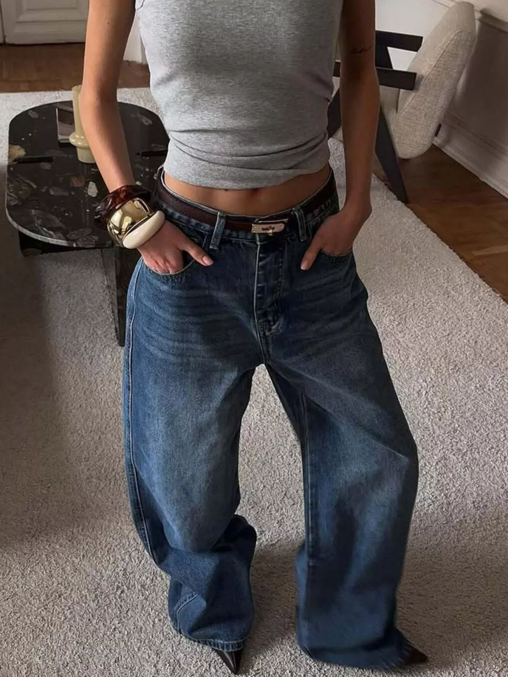 Wide Leg Relaxed Fit Jeans, image 3