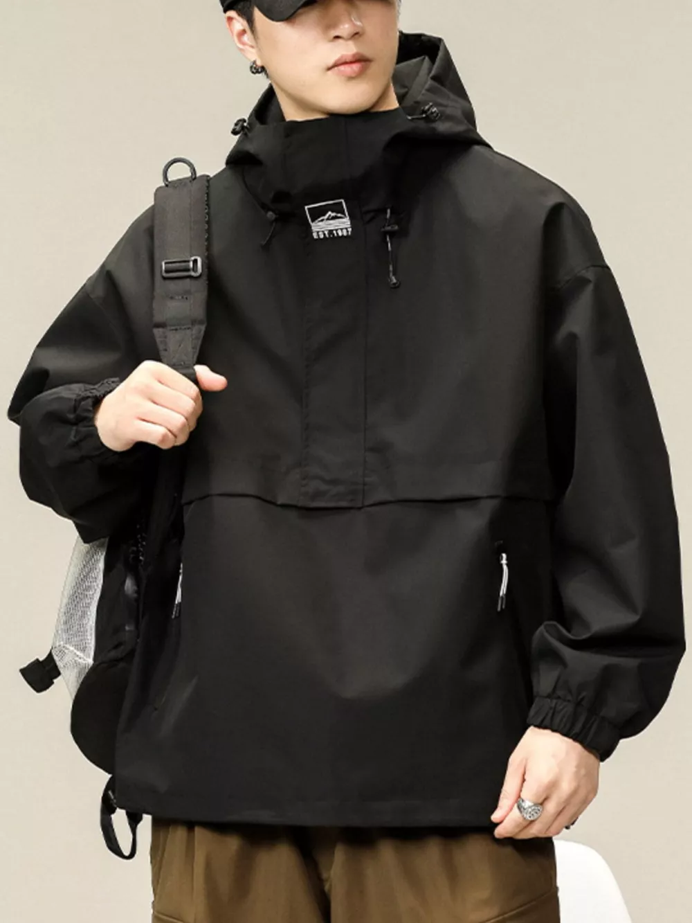 Men's Plus Size Hooded Windbreaker Jacket, image 5