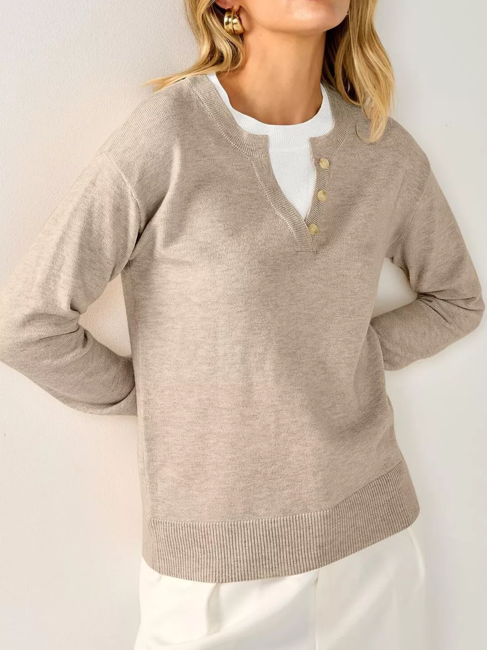 Long Sleeve Dropped Shoulder Sweater, image 3