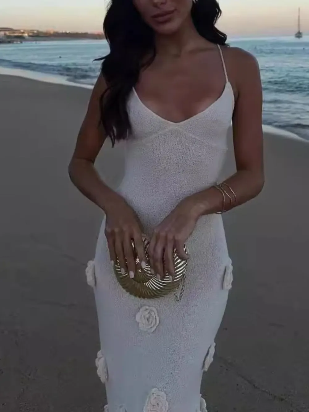 Flower Maxi Sweater Cami Dress, image 4