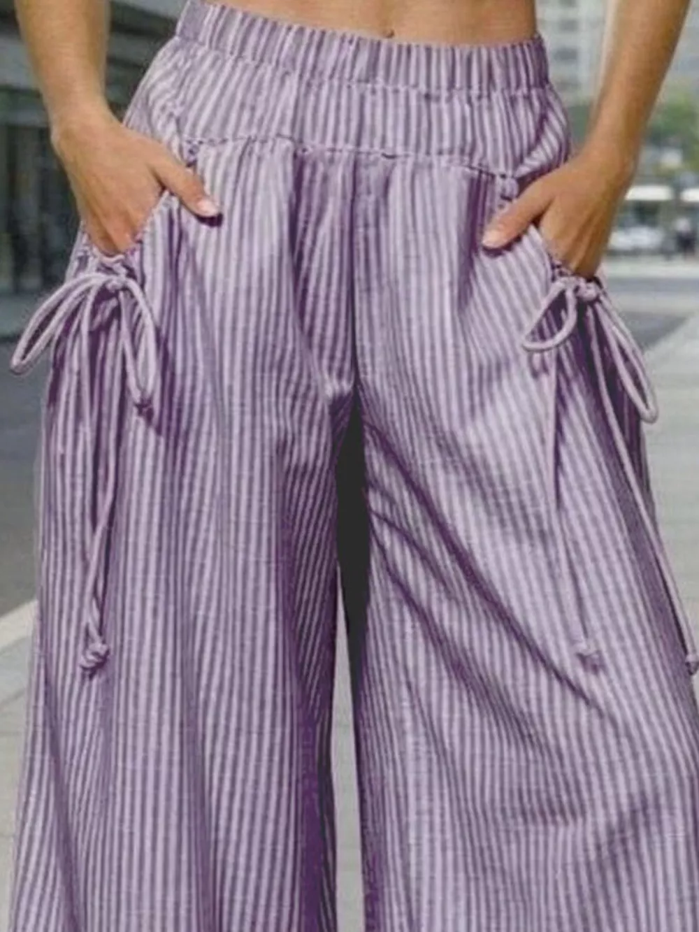 Full Size High-Waisted Striped Wide-Leg Pants Plus Size, image 10