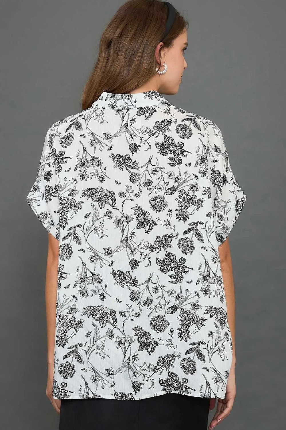 Full Size Two Tone Floral Print Top Plus Size, image 3