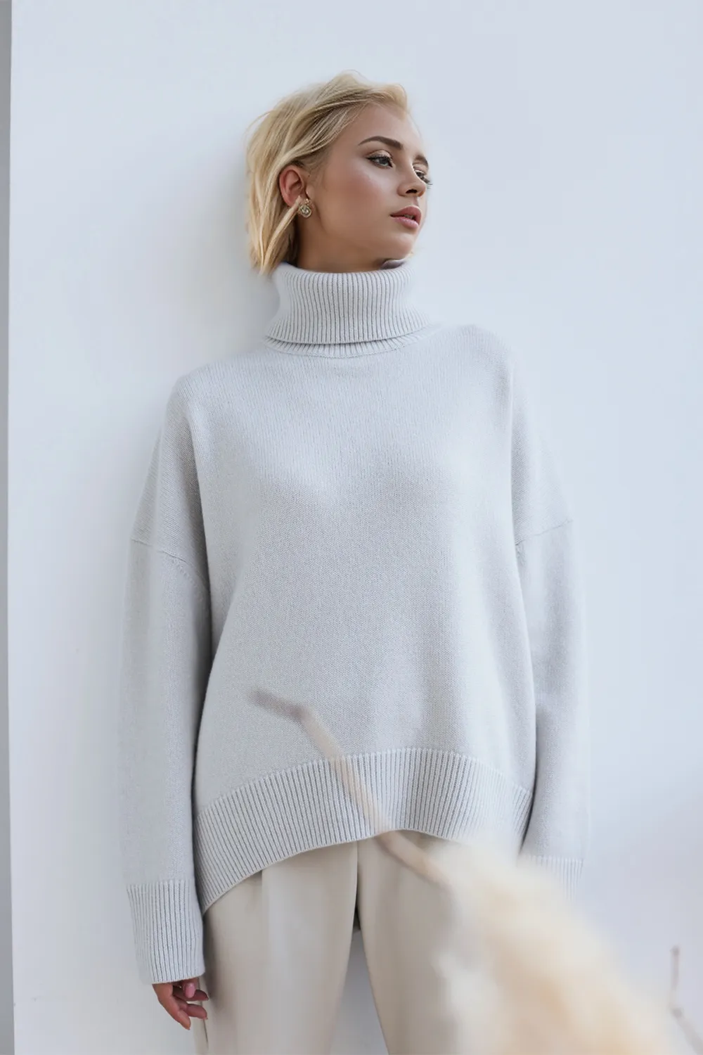 Turtleneck Dropped Shoulder Long Sleeve Sweater, image 25