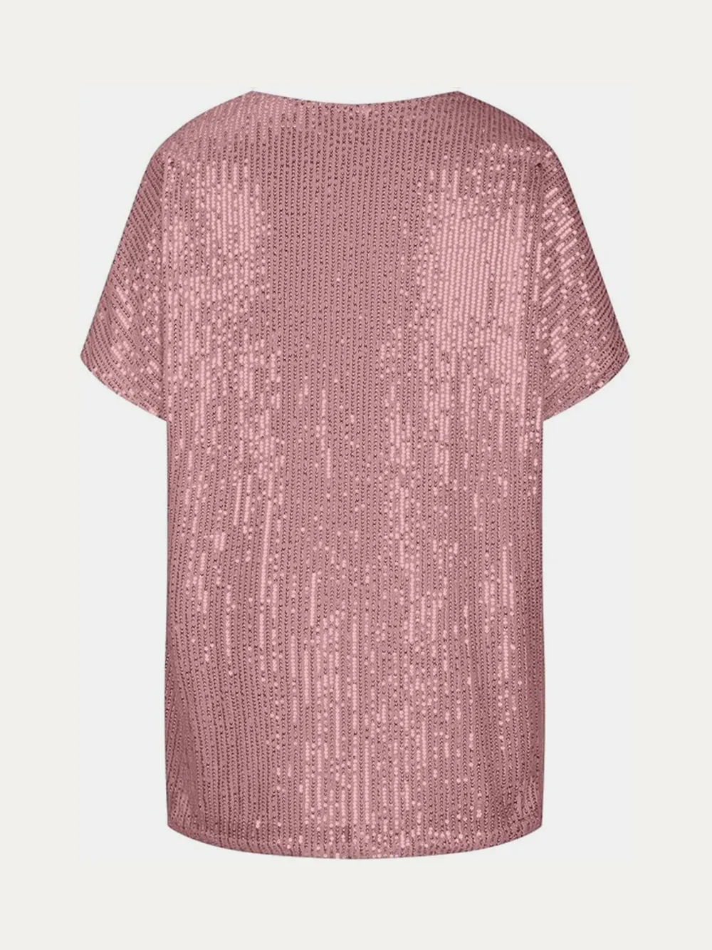 Full Size Sequin V-Neck Short Sleeve Top, image 26