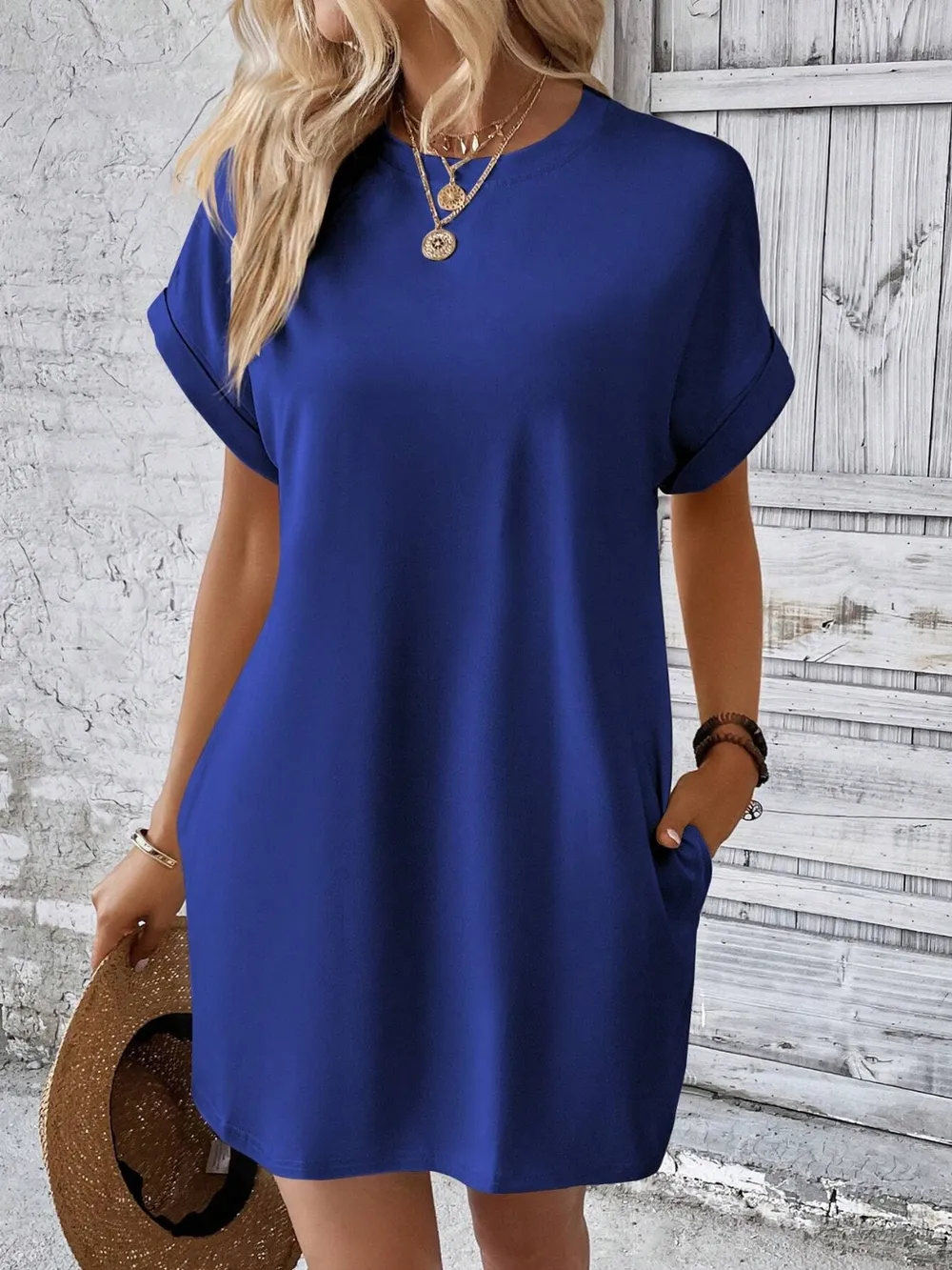 Round Neck Short Sleeve Mini Dress, image 26