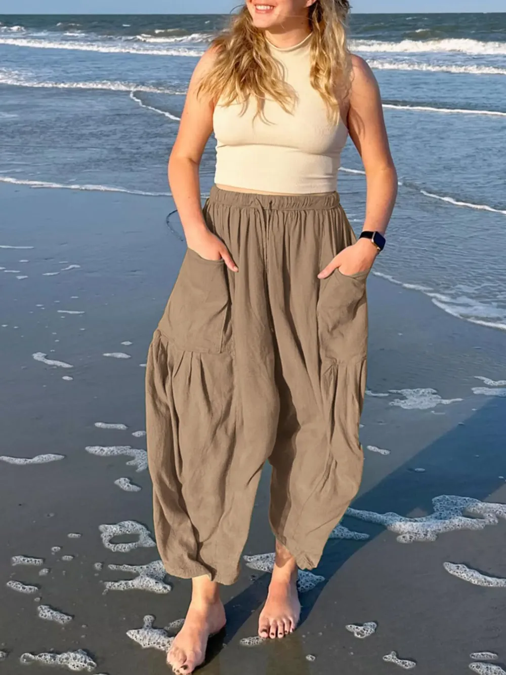 Full Size Drawstring Pants with Pockets Plus Size, image 18