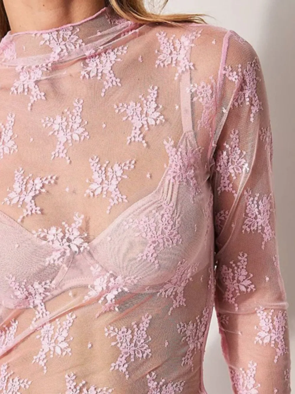 Lace Mock Neck Long Sleeve Blouse, image 29