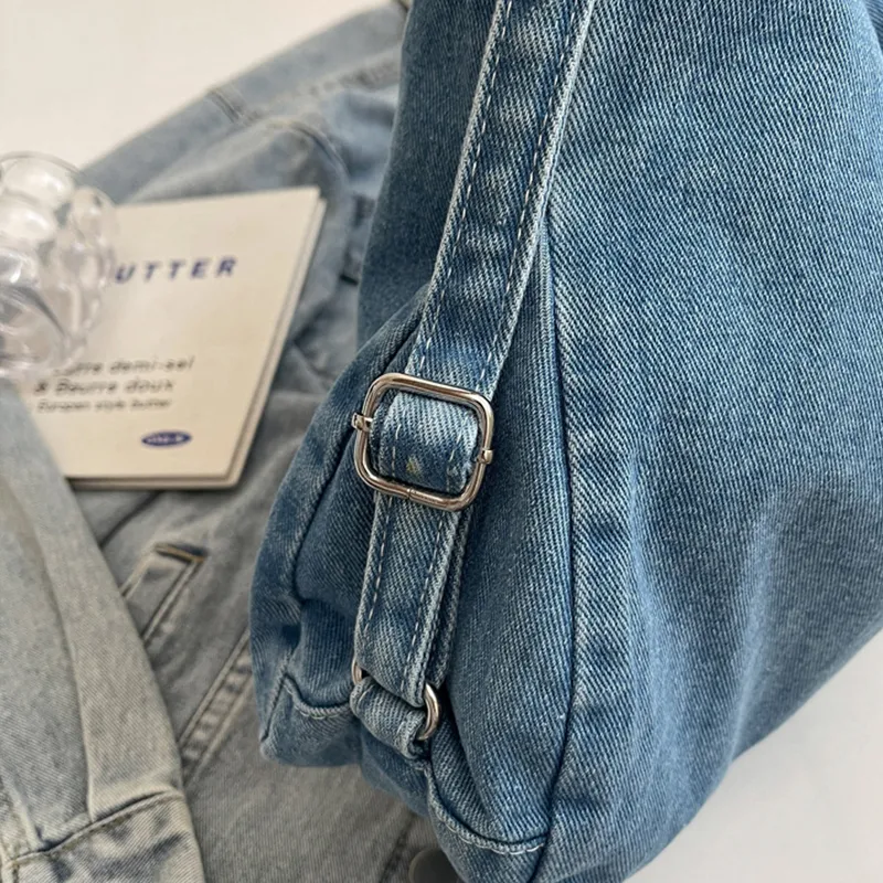 Adjustable Strap Denim Shoulder Bag, image 6