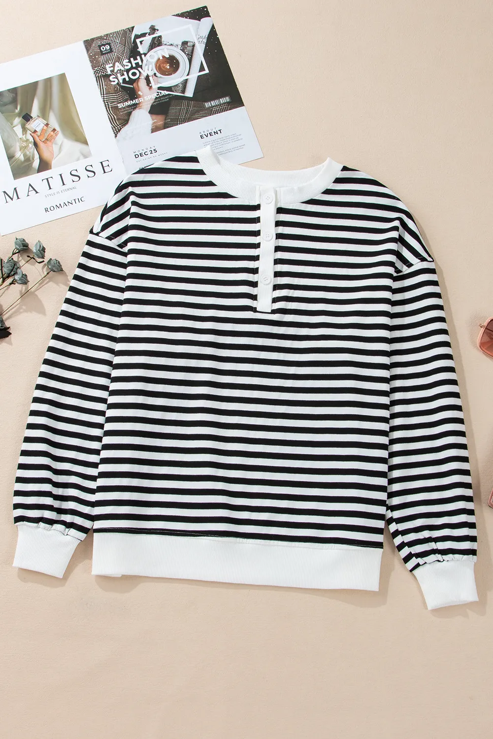Striped Dropped Shoulder Long Sleeve Sweatshirt, image 7