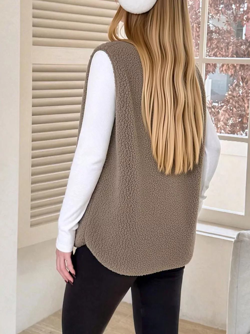 Sherpa Sleeveless Vest Coat, image 9