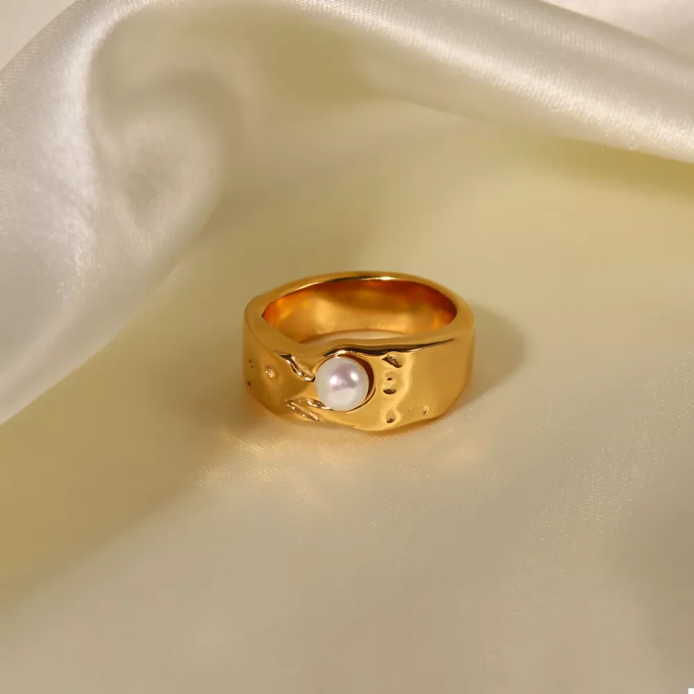 18K Gold-Plated Pearl Ring, image 4