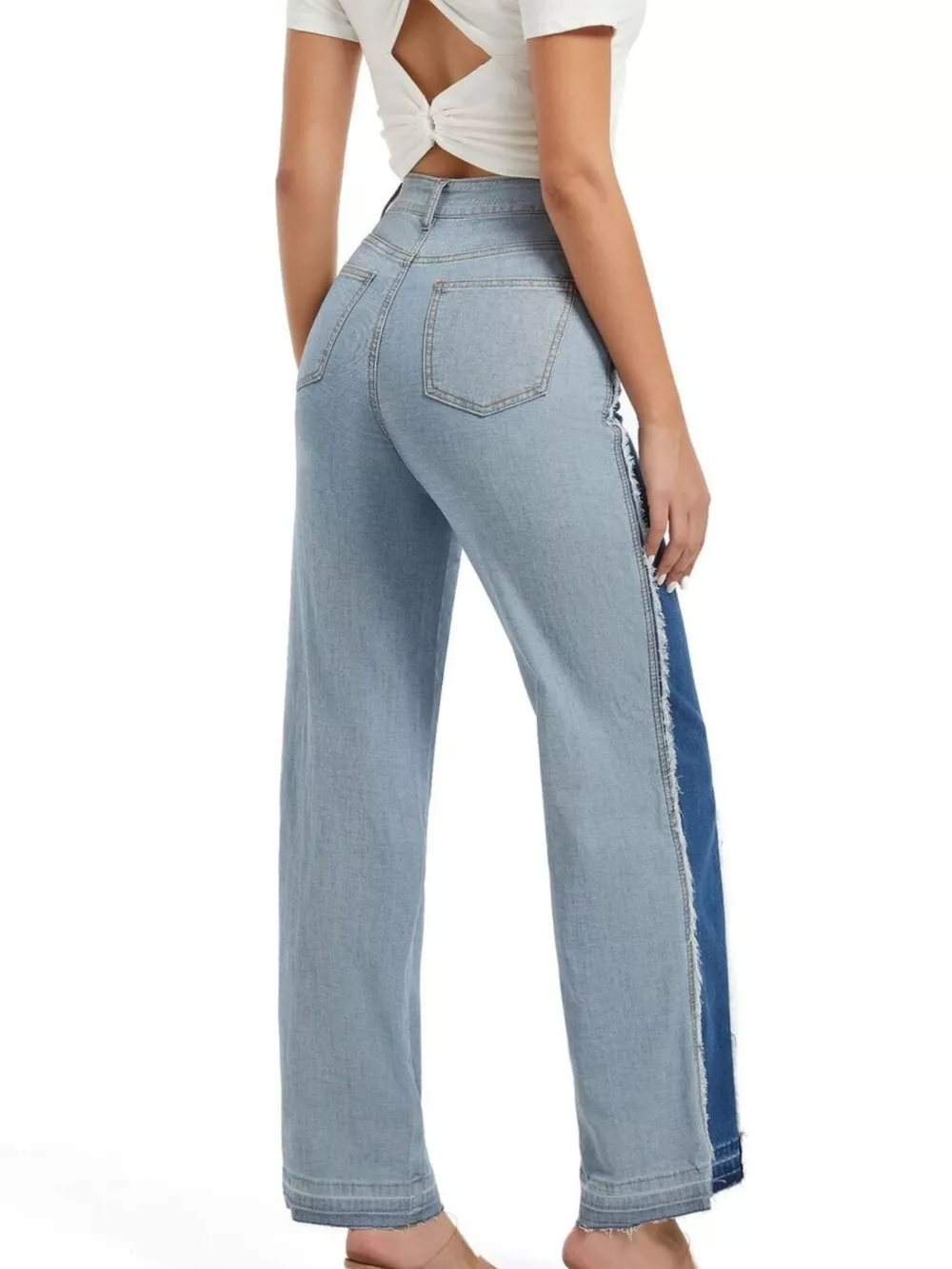 High-Waisted Two Tone Jeans, image 7