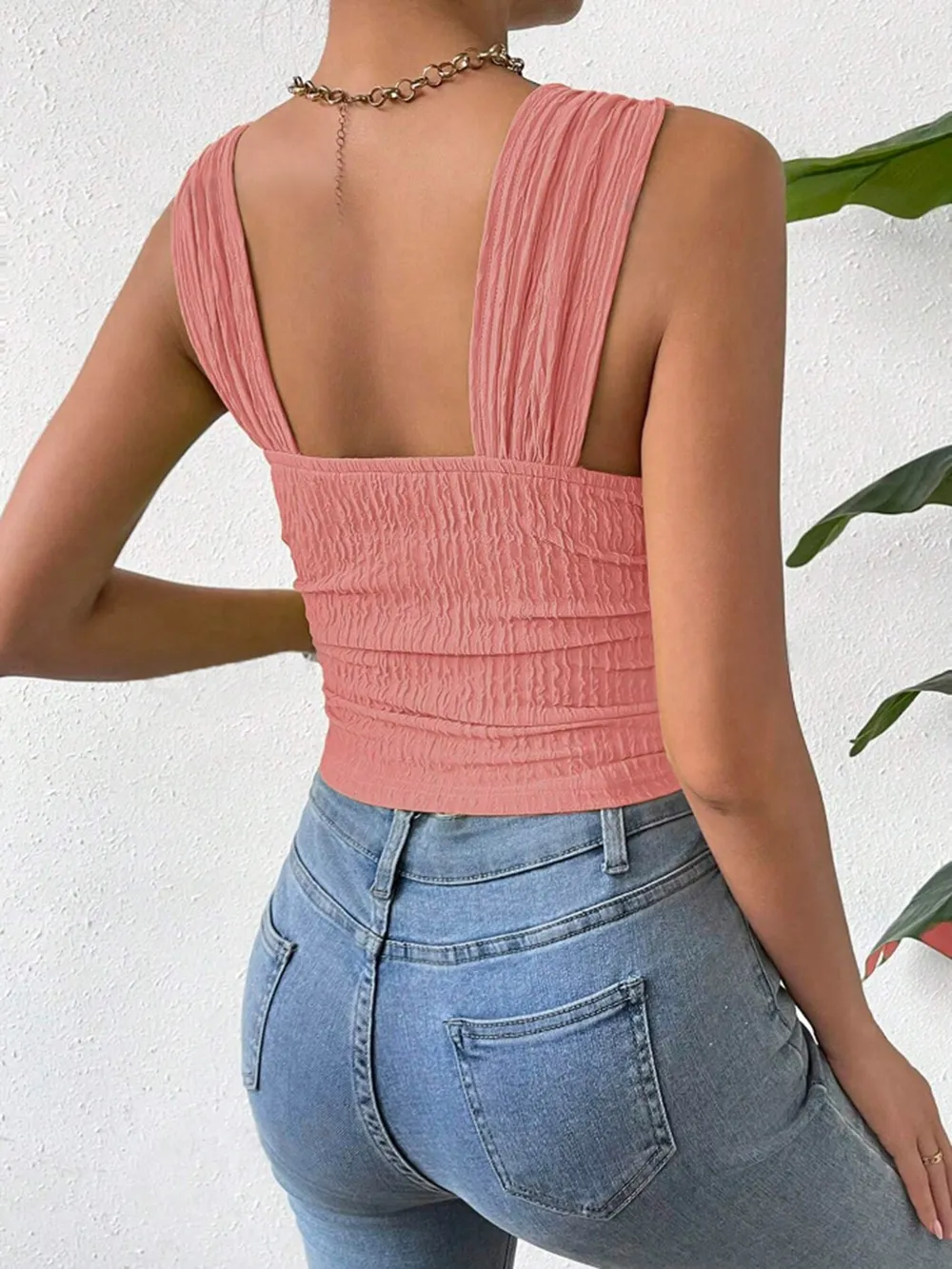 Textured Square Neck Wide Strap Tank, image 32