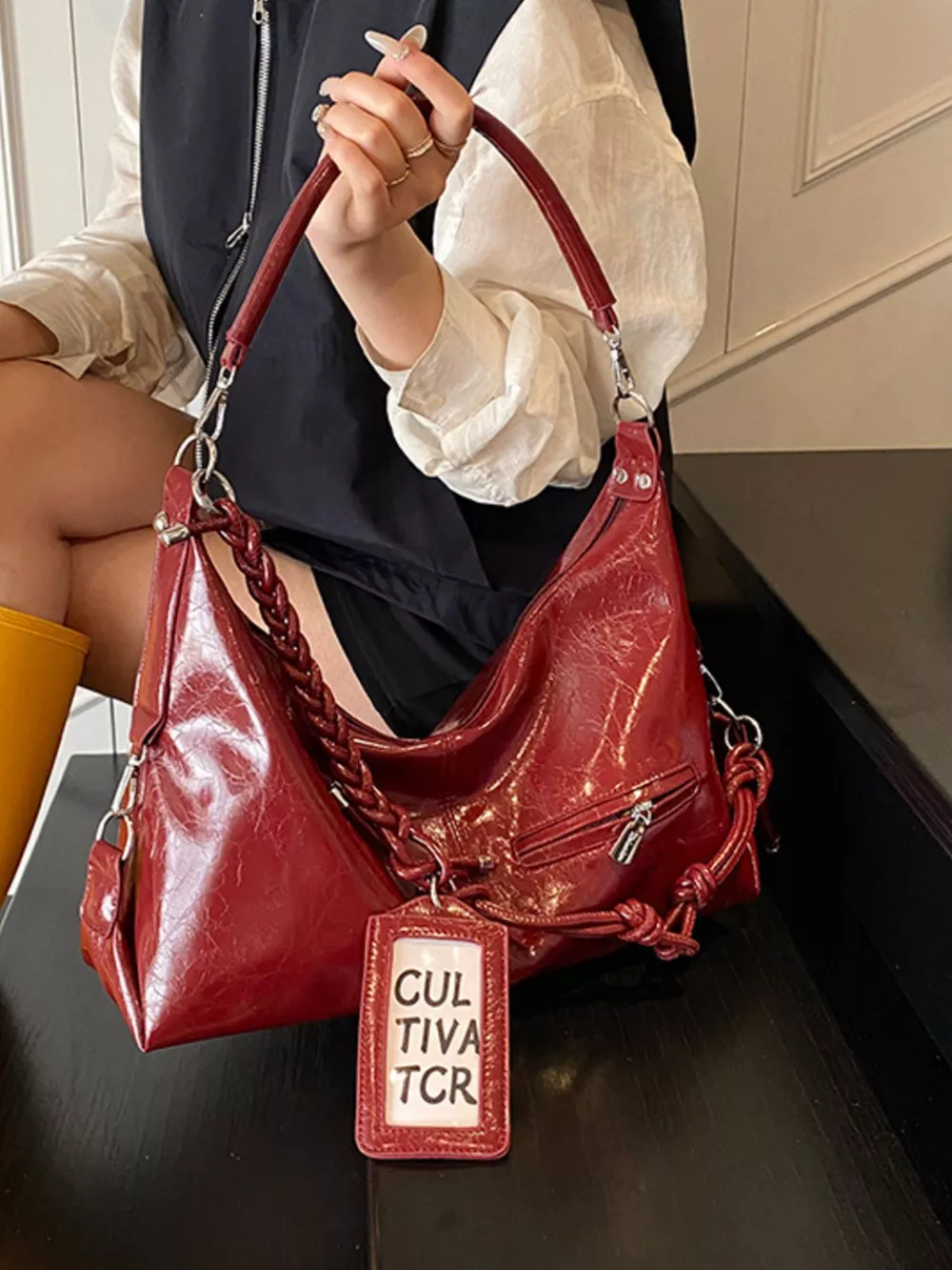 Vintage Braided Strap Shoulder Bag, image 6