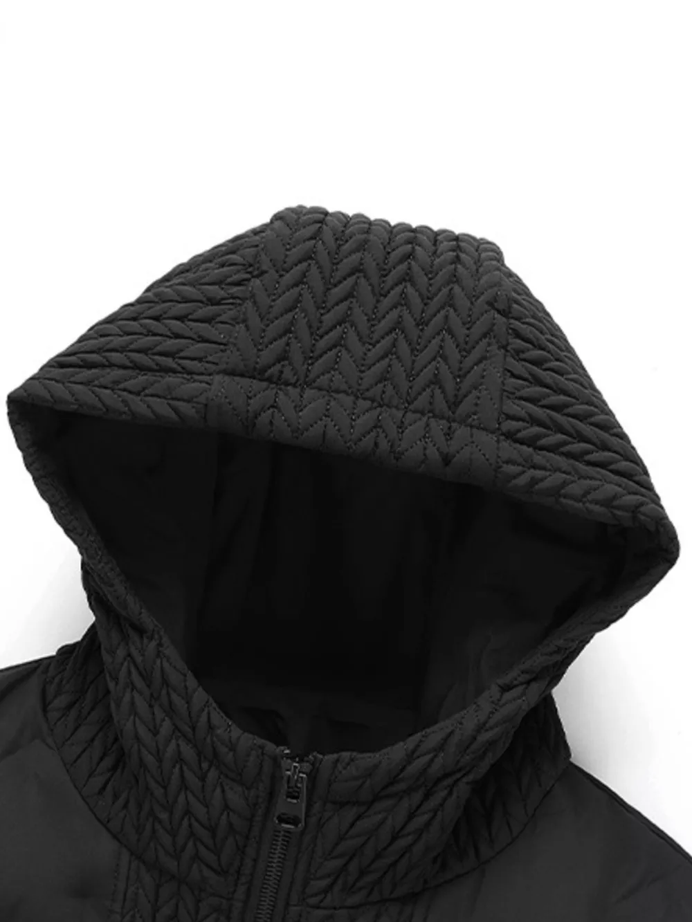Men's Plus Size Texture Hooded Puffer Jacket, image 4