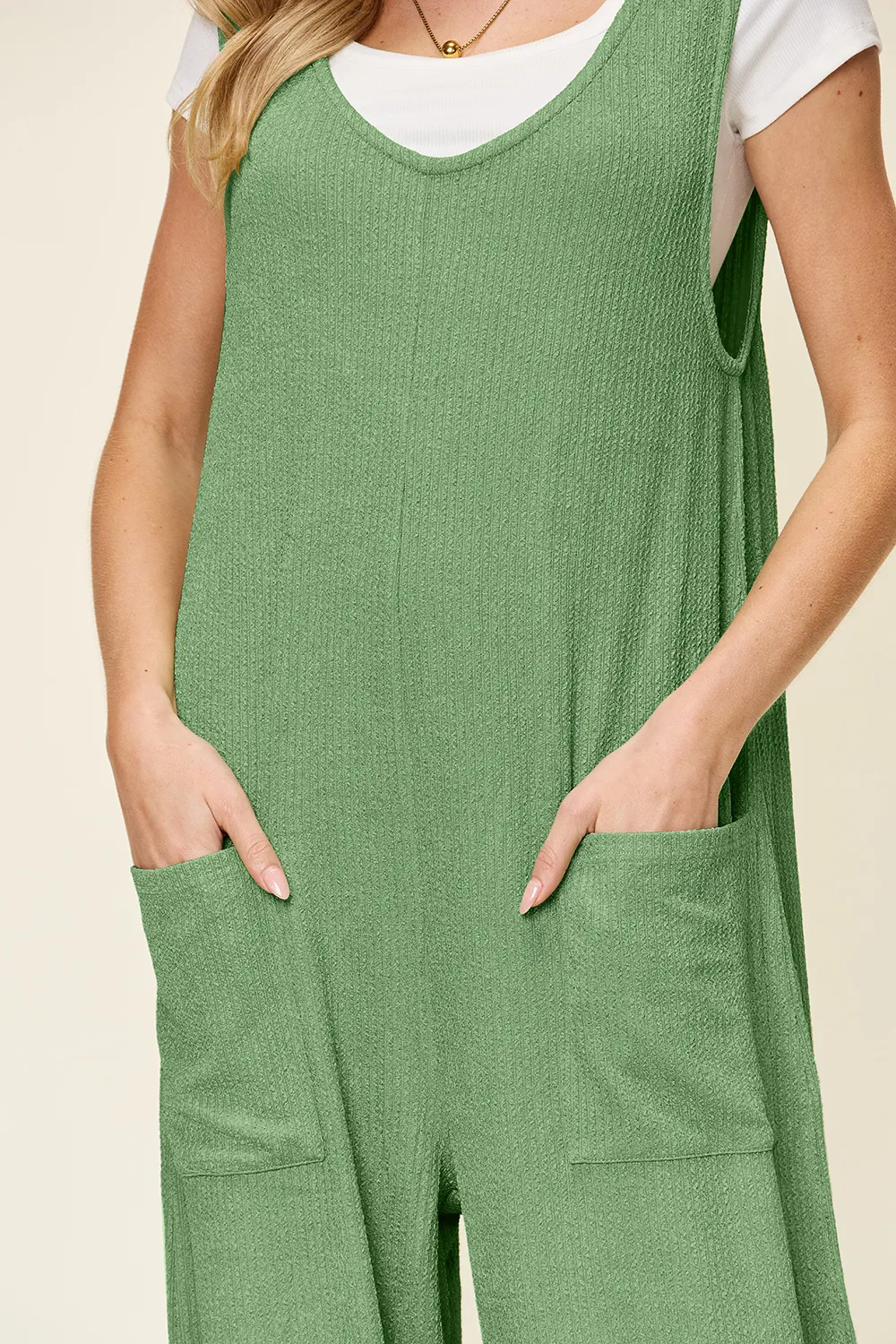 Full Size Texture Sleeveless Wide Leg Jumpsuit, image 22