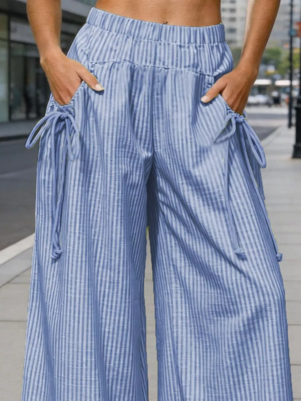 Full Size High-Waisted Striped Wide-Leg Pants Plus Size, image 12