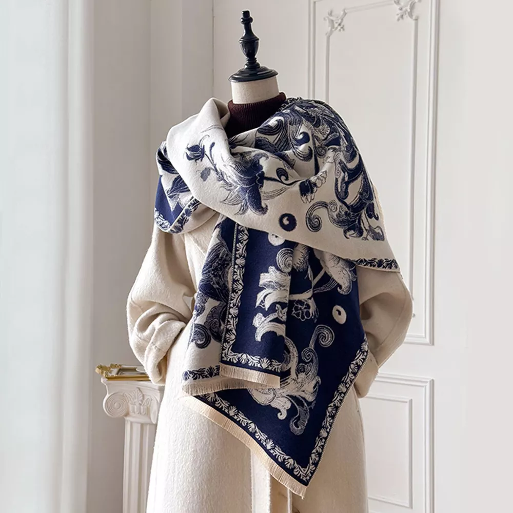 Floral Raw Hem Winter Scarf, image 3