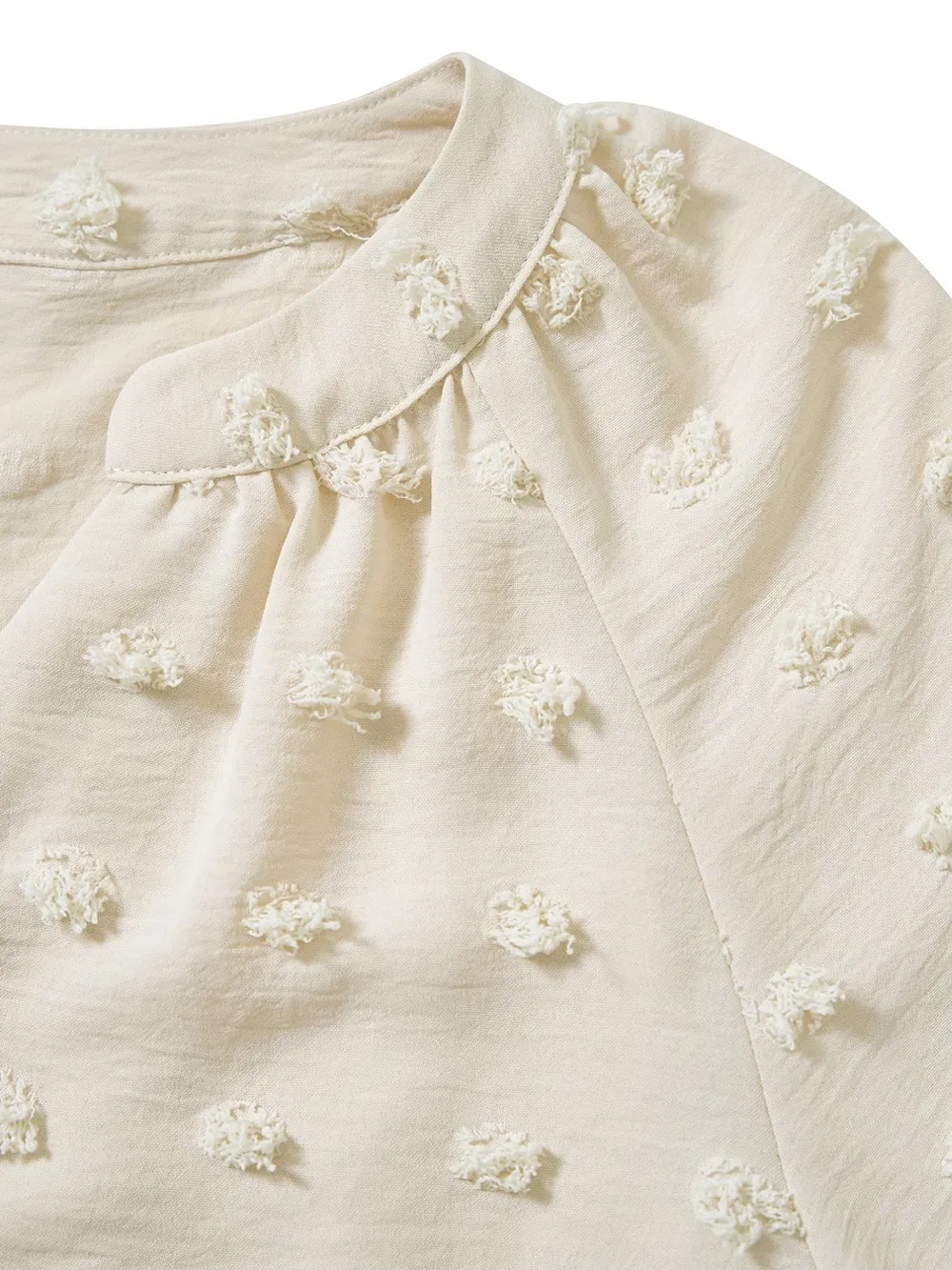 Swiss Dot Notched Half Se Blouse, image 15