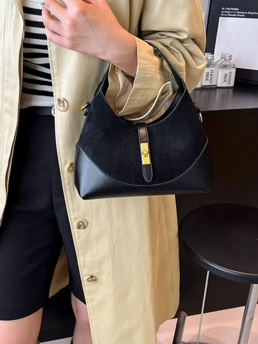 Buckle Leather Shoulder Bag, image 5