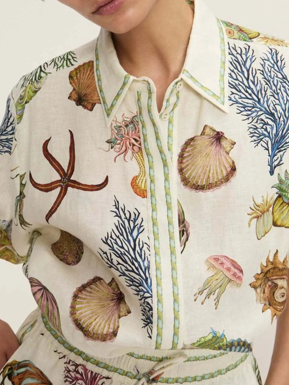 Printed Button Up Shirt and Shorts Set, image 9