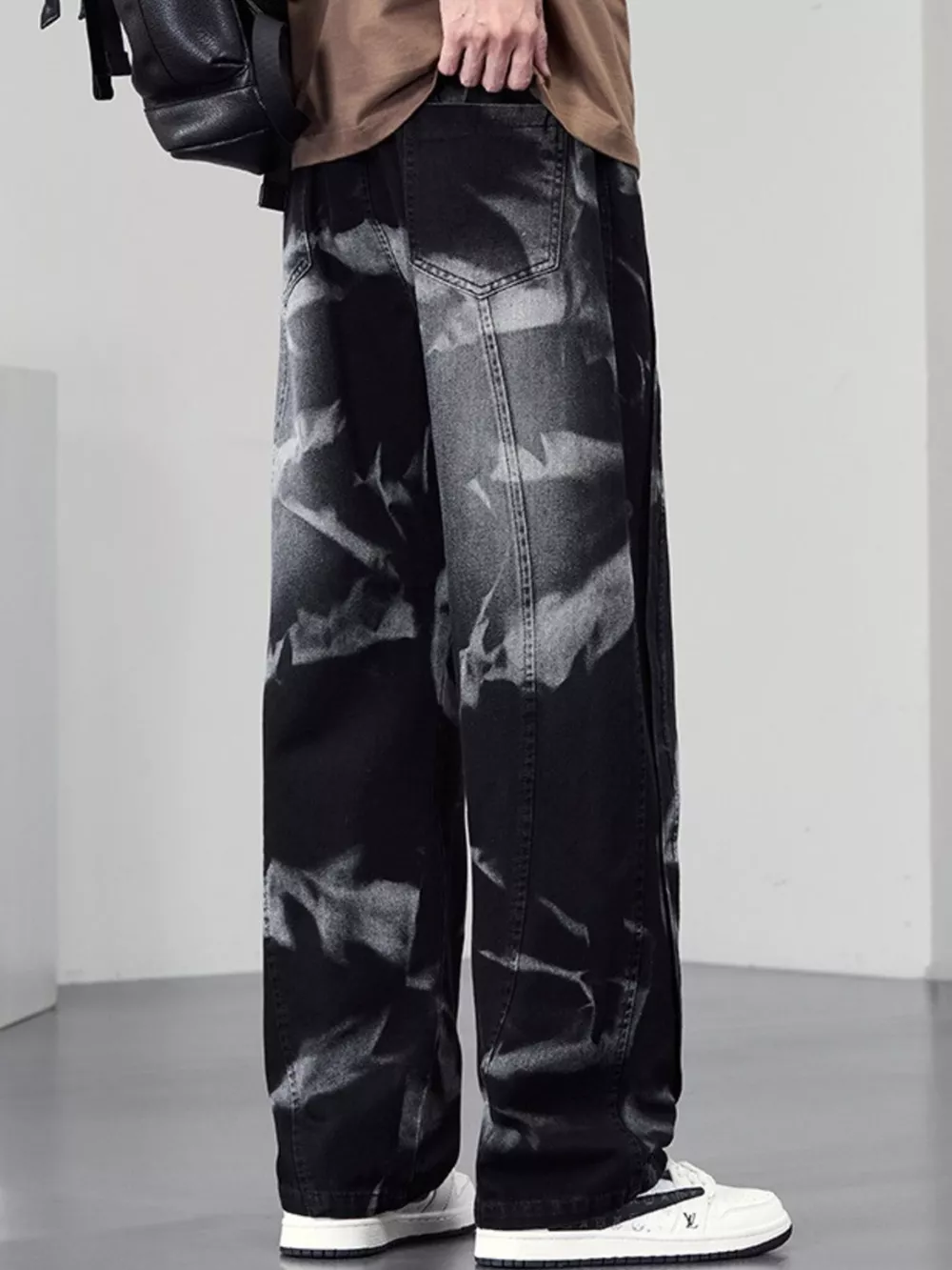 Men's Plus Size Washed Wide-Leg Jeans, image 4