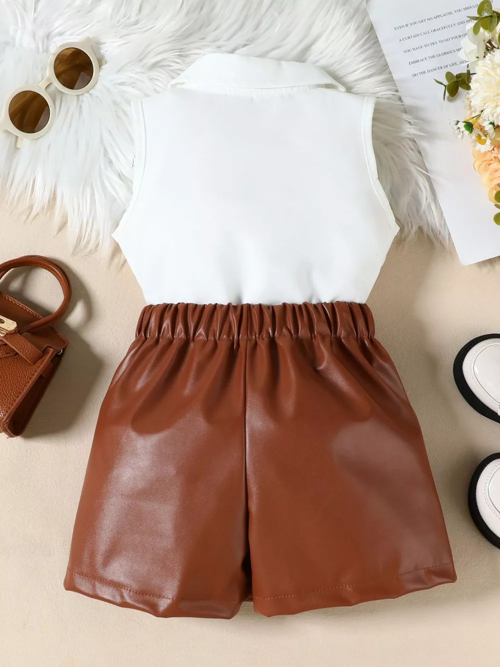 Children‘s Ruffle Decor Top & Button Detail Skort Set, image 11