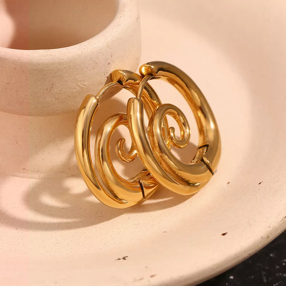 Stainless Steel Spiral Hoop Earrings, image 7