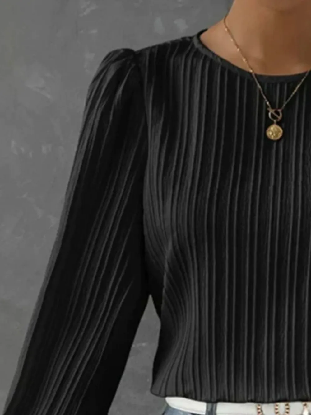 Round Neck Long Sleeve Blouse, image 6