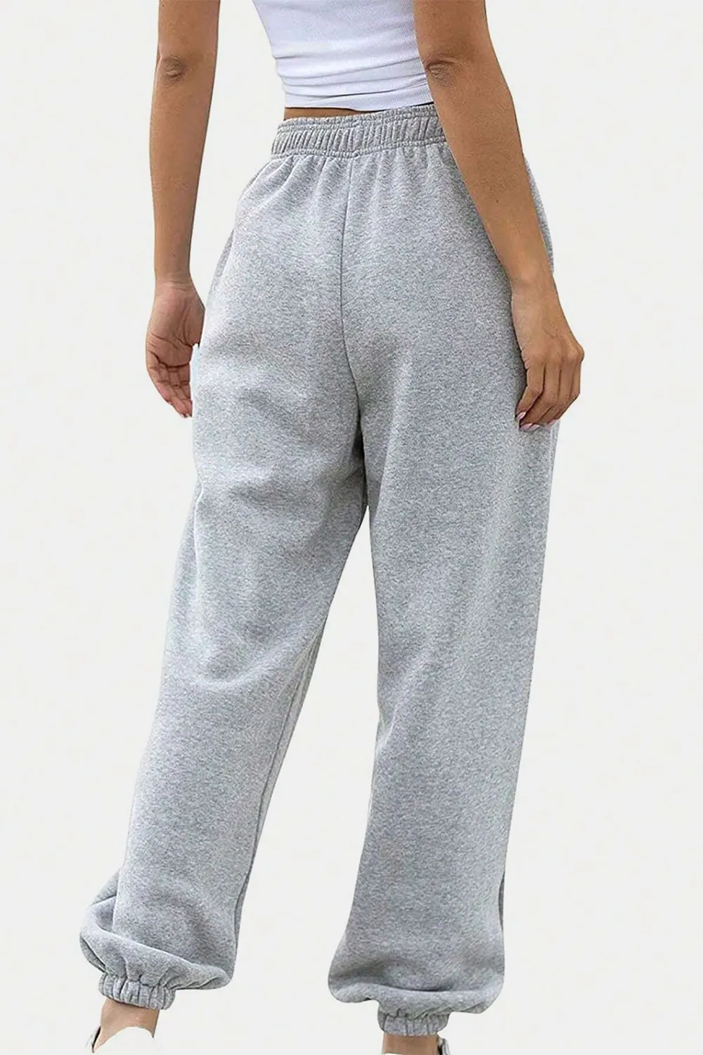 Elastic Waist Joggers with Pockets, image 4